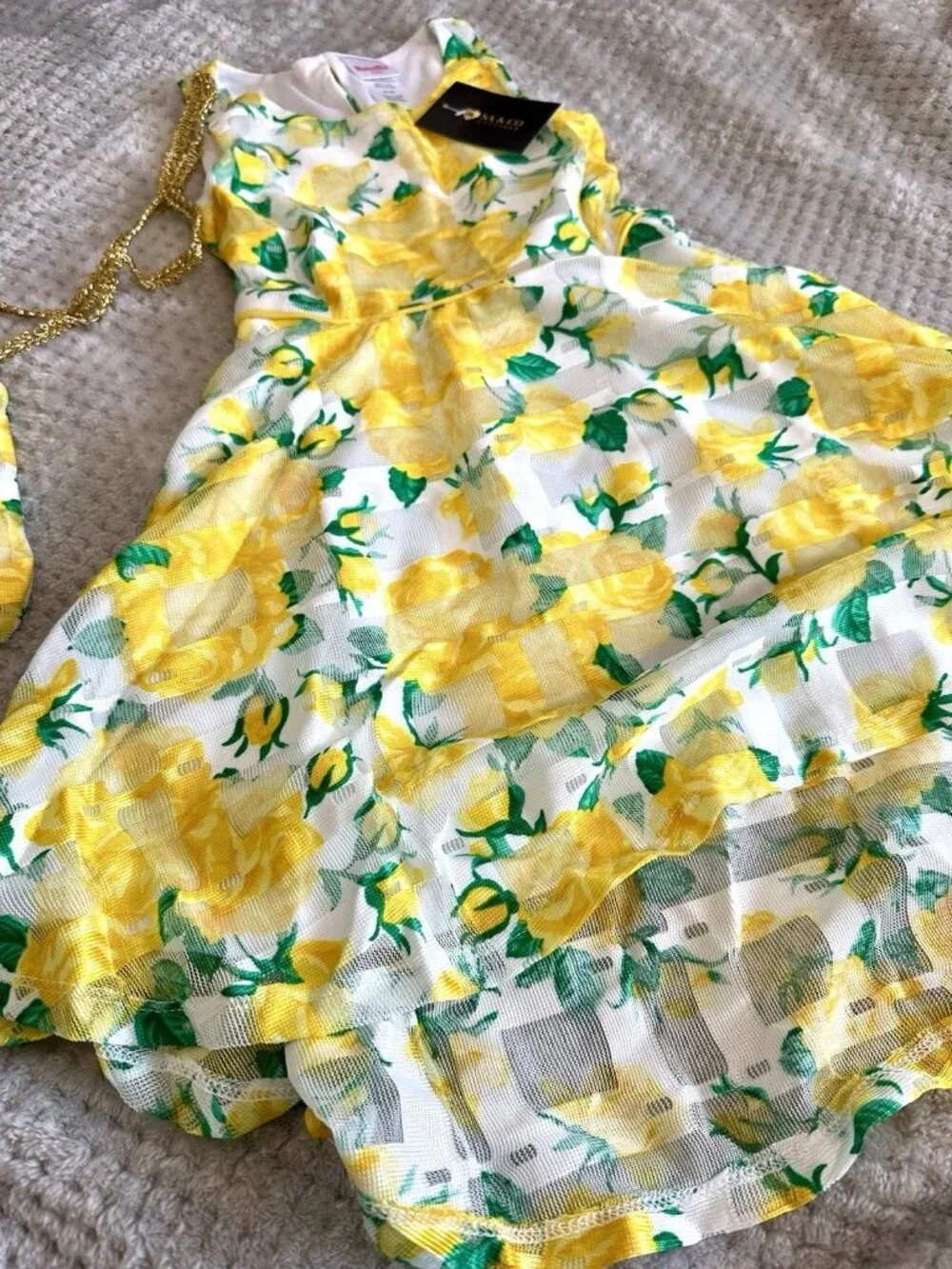 Girls Size 6 Yellow Floral High Low Dress Purse 2 Piece Set NWT 0526